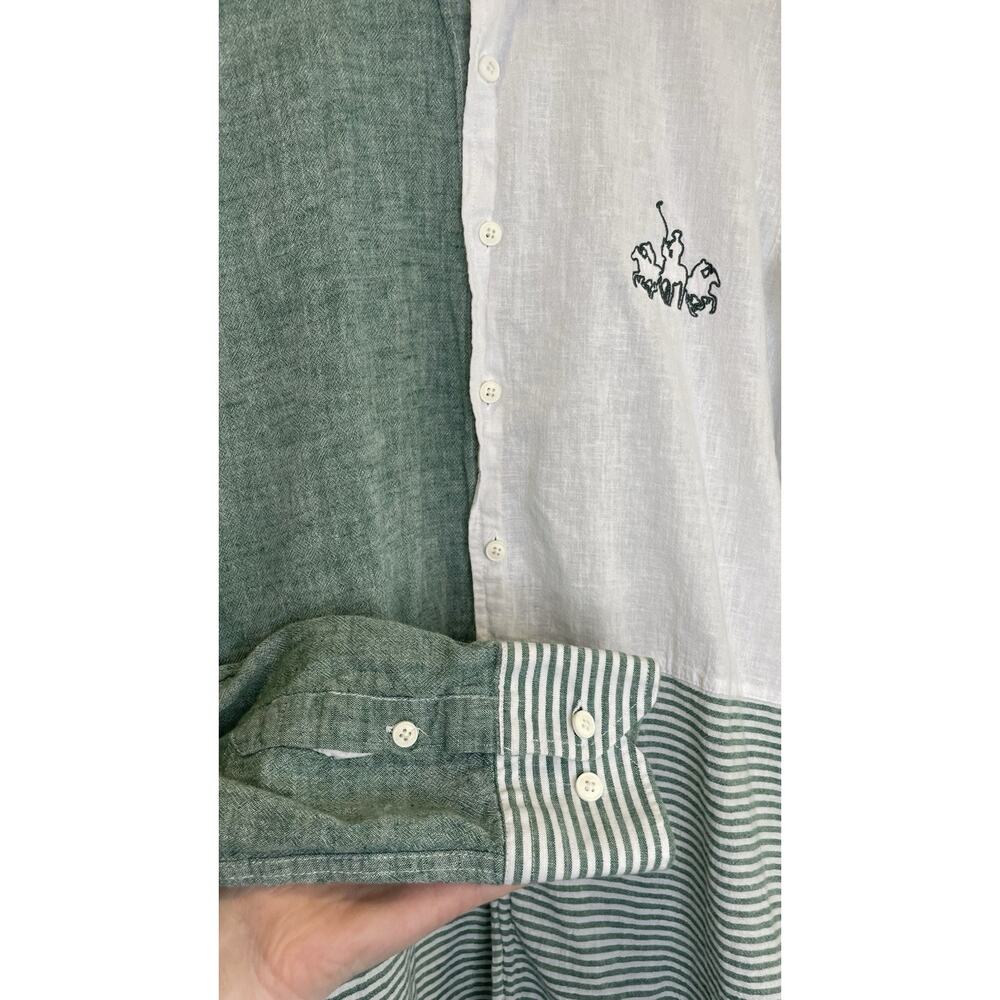 Tonelli Shirts Slim Fit Linen Preppy Coastal Striped Beach Roll Tab XL 43/44 - Picture 4 of 9